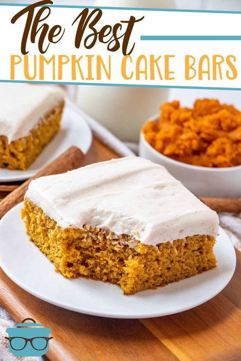 Pumpkin Cake Bars, Best Pumpkin Cake, Pumpkin Spice Desserts, Pumpkin Poke Cake, Pumpkin Cake Easy, Cake Bars Recipe, Pumpkin Pie Spice Recipe, Pumpkin Sheet Cake, Pumpkin Cake Recipes