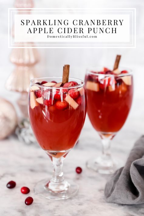 Sparkling Cranberry Apple Cider Punch - Domestically Blissful Christmas Party Drinks Nonalcoholic, Cranberry Apple Cider Punch, Party Drinks Nonalcoholic, Christmas Dips, Cranberry Apple Cider, Christmas Drinks Nonalcoholic, Cider Punch, Domestically Blissful, Punch Drink