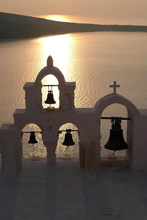 Oia church bells, Santorini, Greece Grecia Santorini, Greek Vacation, Greek Culture, Bell Tower, Santorini Greece, Place Of Worship, Paros, Greece Travel, Greek Islands