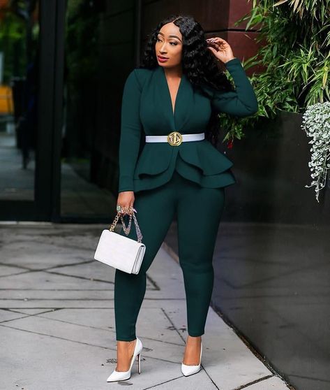 452bf208bf901322968557227b8f6efedesc43408071ri Outfits Uniform, Lady Outfits, Blazer Plus Size, Sleeve Ruffles, Office Outfits Women, Winter Chic, Pantsuits For Women, Pants Suit, Loose Outfit