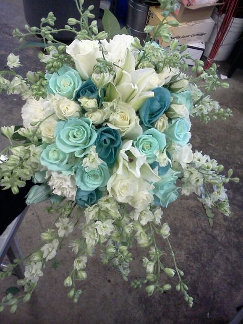 Tiffany Blue Flower Arrangements, Turquoise Floral Arrangements, Turquoise Bouquet Wedding, Turquoise Bridal Bouquet, Aqua Flower Bouquet, Teal Flowers Wedding, Teal And White Bouquet, Tiffany Blue Wedding Flowers, Turquoise Prom Bouquet