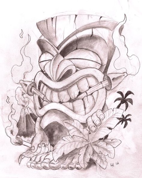 Tiki Roller Tattoo, Totem Pole Tattoo, Learn To Draw People, Tiki Tattoo, Tiki Man, Tiki Head, Body Ideas, Man Drawing, Cartoon Tattoo