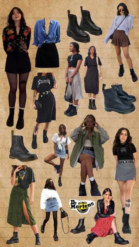 Doc Martens n skirt mood board Doc Martens, Mood Board, Skirt, Clothes