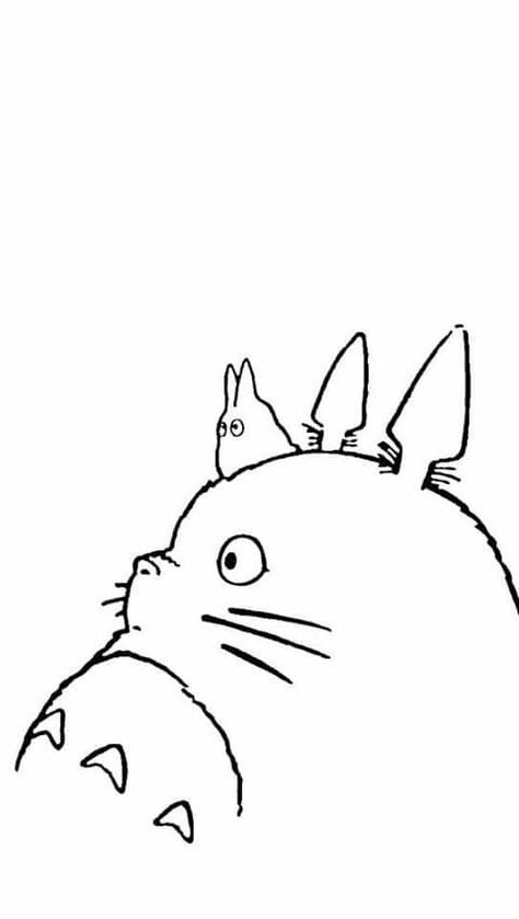 My Neighbor Totoro Black And White, Studio Ghibli Simple Drawing, Easy Totoro Drawing, Easy Ghibli Drawings, Studio Ghibli Outline, Ghibli Drawing Easy, Coloring Pages Aesthetic Anime, Totoro Line Art, Totoro Black And White