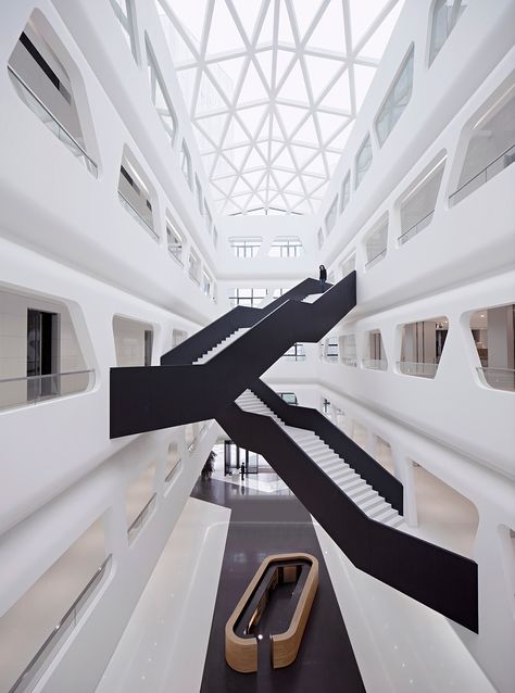 Architect Office Design, Futuristic Office, Atrium Design, Escalier Design, Stairs Architecture, Interior Stairs, Aarhus, Futuristic Architecture, Staircase Design