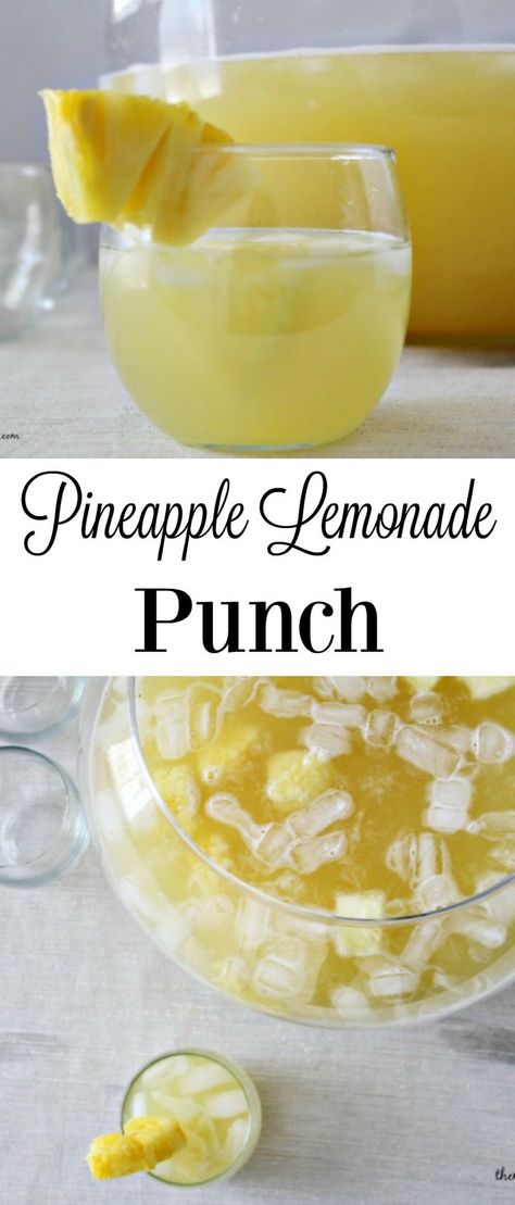 Pineapple Lemonade Punch is the perfect non-alcoholic beverage for any event. Alcohol Punch, Pineapple Lemonade Punch, Lemonade Punch Recipe, Pineapple Lemonade Recipe, Lemonade Punch, Pineapple Lemonade, Alcoholic Punch, Pineapple Cocktail, Pineapple Drinks