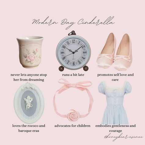 modern day cinderella 🦢💎💭🪞🐁 which attribute of hers do you connect with the most? follow me @honeybear.avenue for more 🎀🤍 princess | girly | girl blog | coquette | royalcore | regencycore | bridgerton | classy | elegant | vintage | antique | shabby chic | castle | palace | princesscore | Jesus | christian | cinderella | disney princess | modern day princess #princess #girly #girlblog #coquette #royalcore #regencycore #bridgerton #classy #elegant #vintage #antique #shabbychic #castle #pala... Cinderella Vibes Aesthetic, Cinderella Personality, Princess Habits, Ancient Mural, Fairy Concept, Vintage Princess Aesthetic, Modern Princess Aesthetic, Princess Guide, Loveshackfancy Aesthetic