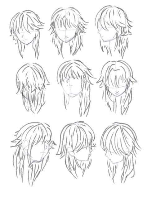 the urge to cut my hair like this 😩✨ Messy Short Hair Reference Drawing, Wolf Cut Hair Drawing Reference, Draw Messy Hair, Wolfcut References Drawing, Long Hair With Bangs Drawing Reference, Boy Long Hair Drawing, Messy Hair Tutorial Drawing, Wolf Cut Reference, Messy Hairstyles Anime