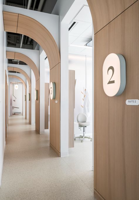 Dentist Office Design, Healthcare Interior Design, Dental Office Design Interiors, Clinic Interior, Corridor Design, Dental Design, Clinic Interior Design, Hospital Interior, Office Hallway