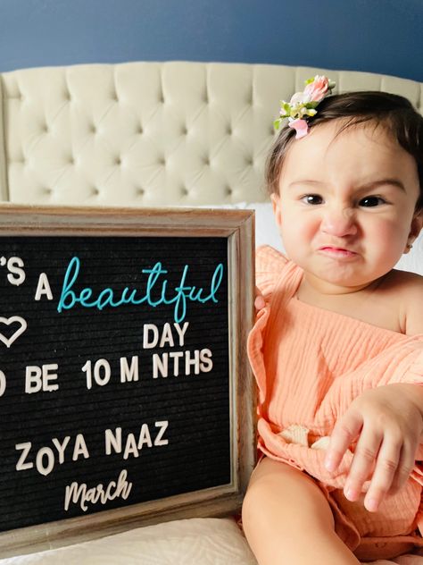 Baby girl 10 months letter board Baby Letters, Baby Photoshoot, My Camera Roll, Baby Month By Month, Beautiful Day, Letter Board, Camera Roll, 10 Things