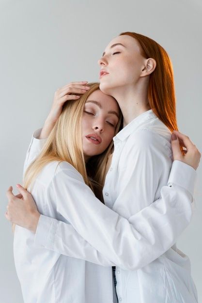 Women Couple Poses Drawing Reference, Hugging Pose Reference Photo, Ppl Hugging Reference, Hugging Someone From Behind Reference, Sisters Poses Drawing, Self Hug Photography, Two Women Reference, Hugging Tightly Reference, Couple Poses Women