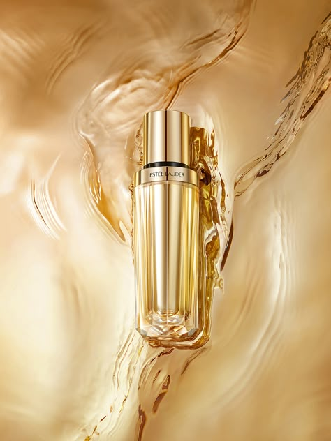 NEW KV SHOOTING OF ESTEE LAUDER PRODUCTS on Behance Estee Lauder Product Photography, Estee Lauder Re-nutriv, Estee Lauder Products, Cosmetic Idea, Water Texture, Estee Lauder Beautiful, Product Photographer, Shoe Design Sketches, Gold Beauty