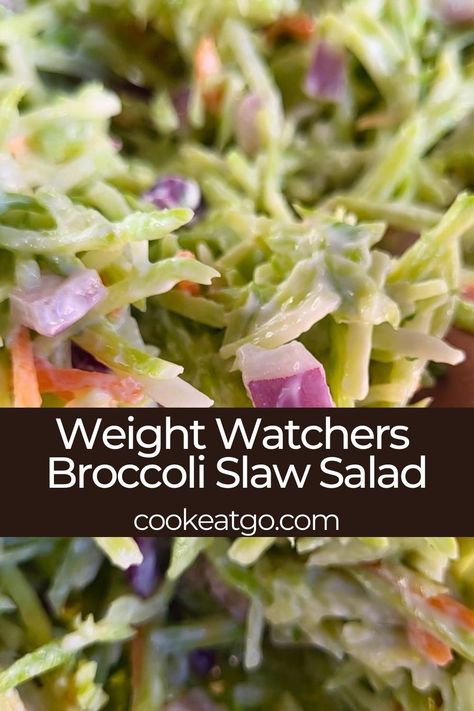 Ww Broccoli Salad Weight Watcher Recipes, Recipe Using Broccoli Slaw, Ww Broccoli Slaw Recipes, Ww Broccoli Salad, Weight Watchers Broccoli Salad, Weight Watchers Salad Recipes, Brocolli Slaw Salad, Ww Side Dishes, Weight Watchers Coleslaw