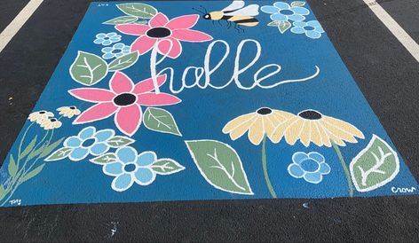 Floral Parking Spot Painting, Spiderman Parking Spot, Flower Senior Parking Spots, Flower Parking Spot Painting, Senior Painting Ideas, Parking Spot Senior, Senior Signs, Senior Parking Spots, Senior Things