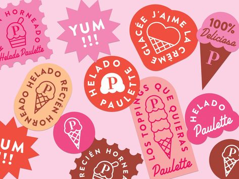 Helado Paulette Stickers by Zinegraph on Dribbble Ice Cream Logo Design Creative, Cookie Branding, Ice Cream Branding, Cream Images, Ice Cream Images, Ice Cream Logo, Cookies Branding, Ice Cream Packaging, Frozen Yogurt Shop