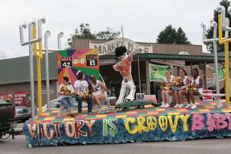 Homecoming float idea Disco Homecoming, Quotes For Bulletin Boards, Senior Pep Rally, Hoco Float Ideas, Hoco Floats, Class Yearbook, Parade Float Theme, Homecoming Float Ideas, Hoco Themes