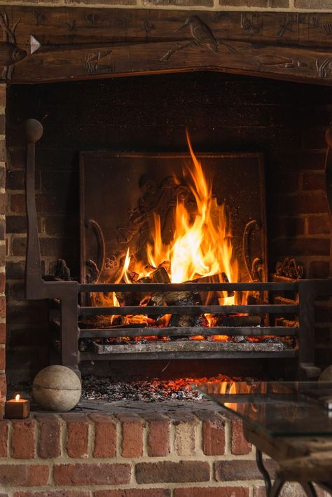 Black Hearth, Winter Fireplace, Black Brick Wall, Mantel Decor Ideas, Christmas Mantel Decor, Forest Retreat, Ali Hazelwood, Wood Stove Fireplace, Black Brick