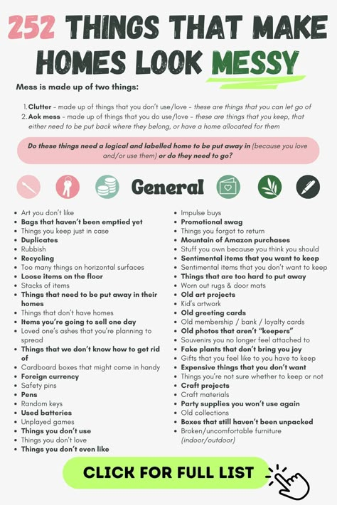 Hello lovely, need a little help with decluttering? This post shares a decluttering checklist with 252 items to get rid of, making your home look and feel less messy. Download the free PDF to keep yourself motivated! #DeclutteringChecklist #DeclutteringChallenge #DeclutterAndOrganizeChecklist Declutter Your Home In 30 Days, Clean And Declutter Checklist, Tips For Decluttering Home, Declutter House Checklist, Things To Have In Your House, Best Organization Hacks, What To Get Rid Of, Cleaning Tips For Decluttering Your Home, Declutter Home Checklist