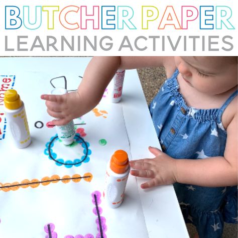 Butcher Paper Learning Activities - Sarah Chesworth Morning Table Activities Preschool, Butcher Paper Activities Preschool, Preschool Table Top Activities, Starting Preschool, Preschool Tables, At Home Activities For Kids, Home Activities For Kids, Paper Activities, At Home Activities