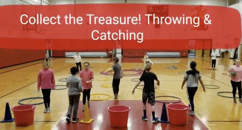 Collect the Treasure today in #physed Throwing, Catching. Teamwork. #pechat #espechat #elemchat Throwing And Catching Kindergarten, Pe Throwing Games, Throwing Games For Physical Education, Throwing And Catching Pe Games, Pe Games Middle School, Invasion Games, Kindergarten Pe, Pe Games Elementary, Kids Exercise Activities