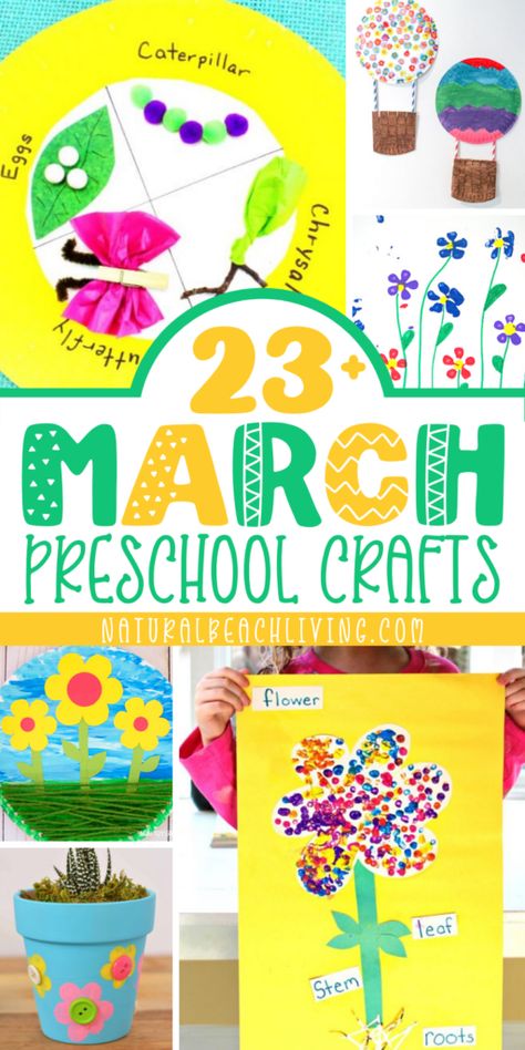 March preschool crafts to do with children or students, Winter is leaving, and spring is arriving so these March Themes are Perfect. Here you'll find March Preschool Arts and Crafts for so many things like preschool planting, rainbows, flowers, weather and more. Spring Theme Preschool Crafts, Spring Painting Ideas For Preschoolers, Early Spring Crafts Preschool, Crafts For Preschoolers Spring, Spring Art For Prek, Spring Social Studies Activities Preschool, Preschool Crafts For March, Spring Crafts For Kindergarten Classroom, April Prek Crafts