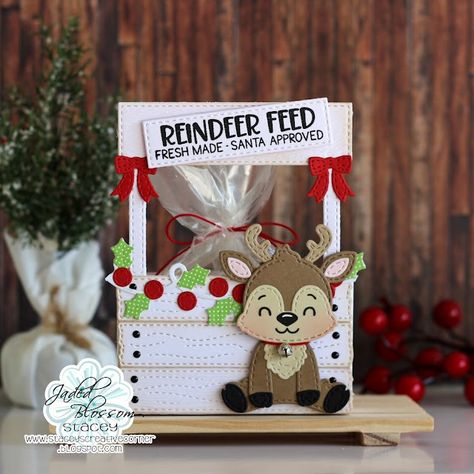 Stacey's Creative Corner: Jaded Blossom's October Release Blog Hop!! Christmas Treats For Gifts, Reindeer Card, Jaded Blossom, Label Shapes, Reindeer Face, Christmas Card Inspiration, Creative Corner, Christmas Banners, Craft Box