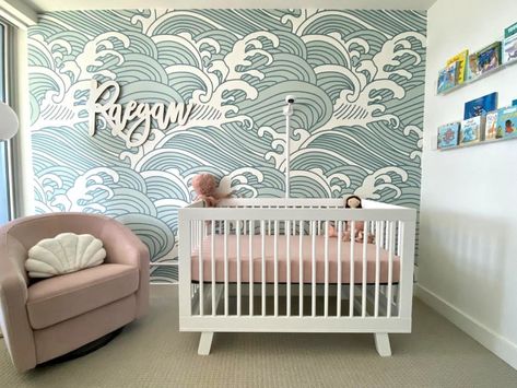 Baby Girl Nursery Beach Theme, Nautical Girl Nursery, Ocean Girl Nursery, Baby Girl Beach Nursery, Ocean Theme Nursery Girl, Baby Girl Ocean Theme Nursery, Surfer Girl Nursery, Beach Nursery Girl, Sea Nursery Girl