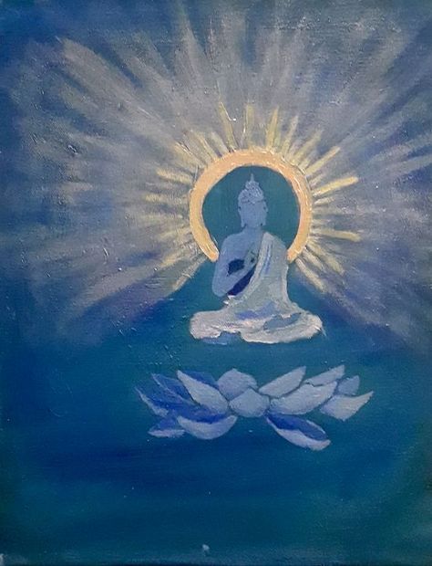 Spiritual Art Blue, Buddha Painting Aesthetic, Buddha Aesthetic Art, Budhism Images Aesthetic, Blue Lotus Painting, Bhuddist Art, Buhda Art, Buda Painting, Buddha Aesthetic