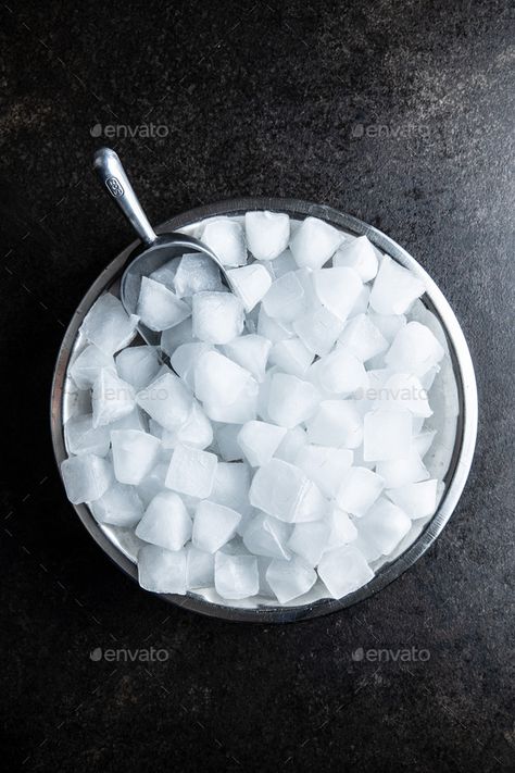 Cold ice cubes. by jirkaejc. Cold ice cubes in metal bowl. Top view. #Sponsored #cubes, #jirkaejc, #Cold, #ice Ice Eater, Ice Aesthetic, Sonic Ice, Ice Bowl, Eating Ice, Cold Ice, Yummy Comfort Food, Metal Bowl, Ice Ice Baby