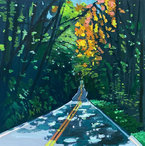 Fall Road Road Painting, New Mommy, Elephant Ears, Gouache Painting, New Wall, Caramel Apples, Pretty Art, Abstract Landscape, 그림 그리기