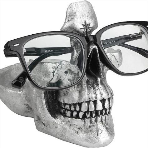 Mrlikale Skull Glasses Stand Holder, Creative Eyeglasses Holder, Sunglasses Spectacle Display Rack, Key Holder Resin Sculptures for Entryway Home, Office, Desk Desk Nightstand, Skull Statue, Eyeglasses Holder, Key Bowl, Glasses Stand, Sunglasses Display, Resin Sculpture, Office Desk Decor, Skull Head