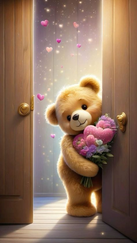 Heart Teddy Bear, Best Teddy Bear, الفن الرقمي, Teddy Day, Teddy Bear Wallpaper, Birthday Wishes Flowers, Teddy Bears Valentines, Android Wallpaper Art, Pretty Wallpapers Tumblr