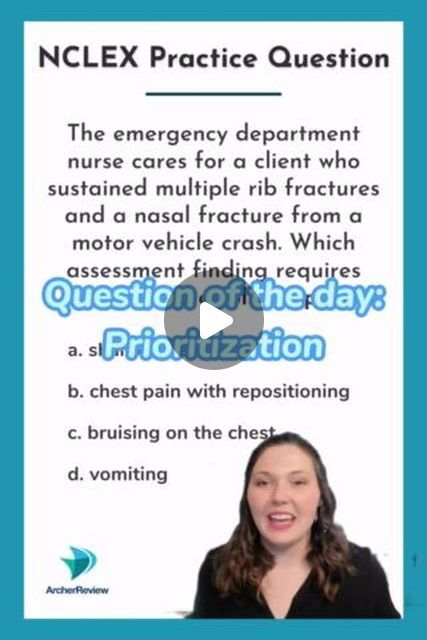 ARCHER NCLEX on Instagram: "It's time for another practice question with Rachel at Archer Review!

Let us know in the comments if you got this one right! 💬

Remember - we have thousands of practice questions like this to get you NGN-ready! Comment "SURE PASS" if you want us to DM you the link! 🙌

#ngn #nursingstudentproblems #nclexquestionoftheday #nclexquestions #nclexpreparation #nclexstudy" Archer Review, Nclex Practice Questions, Nclex Questions, Nclex Study, Student Problems, Emergency Department, Nursing Education, Nursing Care, Chest Pain