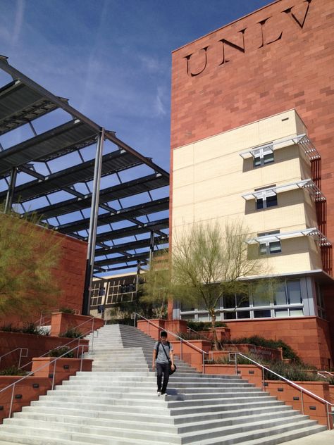 Miss this building...UNLV Greenspun Building Unlv Aesthetic, Unlv Campus, Campus Photography, College Instagram, Grad Invites, Grad Shoot, Dream Reality, Grad Pictures, Pinterest Contest