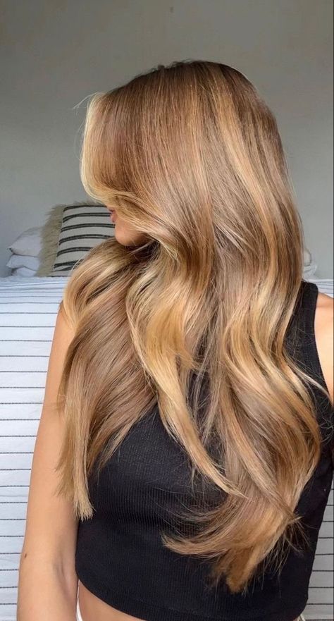 Honey Copper Brown Hair, Fall Hair Colors Dark Blonde, Honey Drizzled Blonde, Apple Pie Blonde Hair, Copper Dark Blonde Hair, Coral Beige Hair, Deep Honey Blonde Hair, Gingerbread Blonde Hair, Dark Strawberry Blonde Hair Balayage