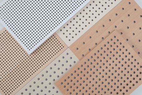 Baux Panels, Perforated Wood Panel, Perforated Panel, Material Board, Acoustic Wall, Material Palette, Material Textures, Wood Panels, Roof Panels