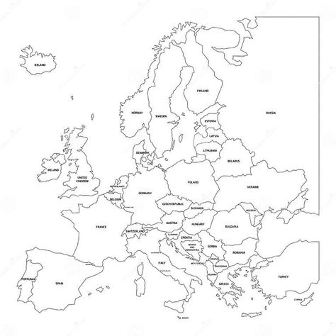 Outline map of Europe stock vector. Illustration of euro - 78067779 Map Of Europe, European Map Printable, Europe Map Printable, Europe Map Outline, Map Europe Illustration, Western Europe Map, Vintage Map Of Europe, European Map, Map Outline