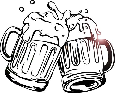 Amazon.com: Vinyl Wall Decal Mugs of Beer Pub Alcohol Bar Stickers Large Decor (2081ig) Black : Tools & Home Improvement Beer Drawing, Bar Stickers, Beer Tattoos, Glass Stencil, Beer Illustration, Beer Stickers, Alcohol Bar, Beer Pub, Large Decor