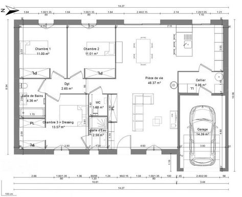 Apartment Floor Plan, House Floor Design, Studio Apartment Layout, Weekend House, Garage Conversion, House Layout Plans, Construction Plan, Home Plan, Small House Plans