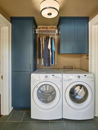 33 Small Laundry Room Ideas | Sebring Design Build Craftsman Laundry Room, Scullery Ideas, Blue Laundry Room, Diy Laundry Room Storage, Laundry Room Decor Ideas, Master Suite Addition, Grey Laundry Rooms, Laundry Room Storage Shelves, Small Laundry Room Organization