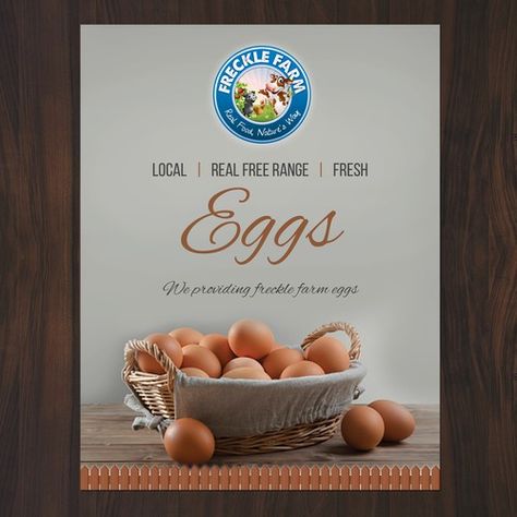 Design a poster for Freckle Farm eggs Poster contest #Sponsored design#poster#winning#deb Egg Packaging, Cage Free Eggs, Typo Poster, Farm Eggs, Ceramic Dinnerware Set, Farm Fresh Eggs, Poultry Farm, Egg Designs, Photoshop Photos