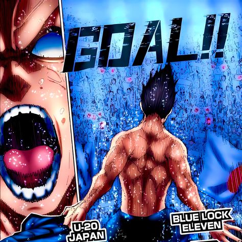 Blue Lock U20 Colored, Barou Blue Lock Manga Panel, Colored Blue Lock Panels, Barou Shoei Manga Panel, Blue Lock Celebration, Gang Poses, Barou Shoei, Goal Celebration, Manga Colored