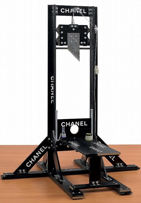 Chanel Guillotine by Tom Sachs (2000) Guillotine Aesthetic, Tom Sachs, Acrylic Ideas, Origin Story, Breakfast Nook, Everyday Items, Drawing Inspiration, Nook, Art Inspiration