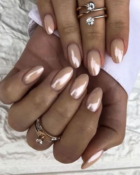 Tan Chrome Nails, Gold Nails French, Orquideas Nails, Chrome Nails Opi, Gel Chrome Nails, Chrome Nail Colors, Chrome Nail Designs, Champagne Nails, Tan Nails