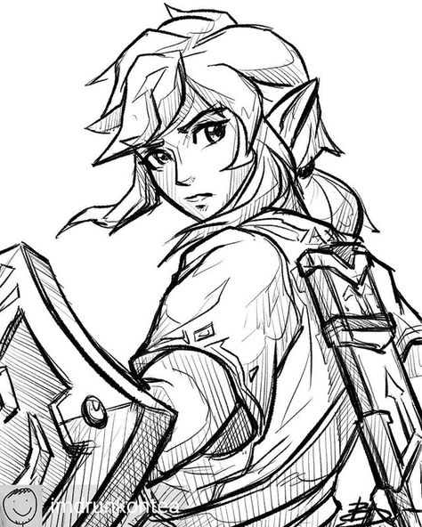 Great linework from @imdrunkontea - Linktober Day 11 - Link! (Yes I'm really behind haha) . . . #linktober #linktober2018 #inktober #inktober2018 #drawing #botw #breathofthewild #zelda #zeldafanart #thelegendofzeldafanart #thelegendofzelda #zeldabreathofthewild #legendofzelda #legendofzeldafanart #link #linkfanart #linkart #artistsoninstagram #zeldaart #legendofzelda #artistsoflegend #nintendofanart #art - Joel Zelda Drawing, Legend Drawing, Link Art, Link Zelda, Tattoo Videos, Zelda Art, Legend Of Zelda Breath, Zelda Breath, Realism Tattoo