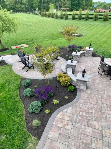 Patio & Landscaping Services in Frederick, MD - Barrick Garden Center Back Patio Landscaping Ideas, Backyard Landscaping Around Patio, Fire Pit In Front Yard, Patio Hardscape Ideas Design, Backyard Patio Layout Ideas, Backyard Landscaping Colorado, Paver Landscape Ideas, Pavers Landscaping Ideas, Landscaping Around Concrete Patio