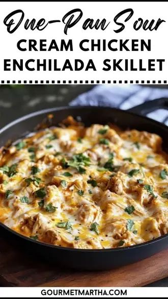 Craving enchiladas but short on time? This One-Pan Sour Cream Chicken Enchilada Skillet delivers all the creamy, cheesy goodness without the fuss! Loaded with tender chicken, tortillas, and a tangy sour cream sauce, this meal is perfect for weeknight dinners and picky eaters. One skillet, 30 minutes, and pure deliciousness! #OnePanMeals #ChickenEnchiladaSkillet #SourCreamEnchiladas #EasyDinnerIdeas #SkilletRecipes Chicken Tortillas, Enchilada Skillet, Chicken Enchilada Skillet, Sour Cream Enchiladas, Chunky Chef, Cream Chicken, Dinner Christmas, Sour Cream Chicken, Sour Cream Sauce