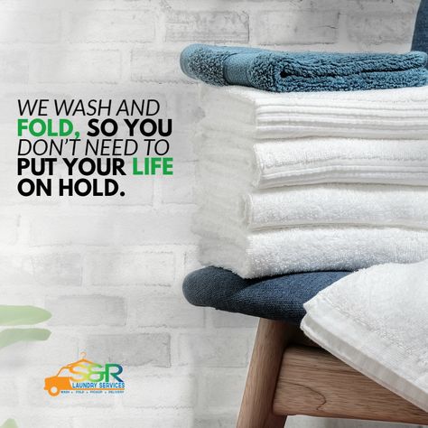 At S&R Laundry Services, we understand that everyone has their schedule and routine, and sometimes life gets in the way of daily tasks like doing laundry. The day is only so many hours long, so it’s time to stop carving out large chunks of your time to wash and fold your clothes. Let us take care of it for you. Wash And Fold Service, Laundry Ads Creative, Wash And Fold Laundry Service, Wash And Fold Laundry Business, Laundry Ads, Laundry Marketing, Logo Laundry, Laundry Service Business, Laundromat Business