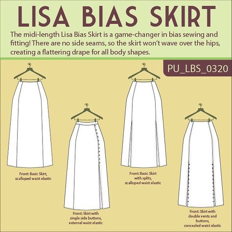 88 Likes, 1 Comments - Pattern Union (@patternunion) on Instagram: “New pattern release! Introducing the #lisabiasskirt ! The midi-length Lisa Bias Skirt is a game-…” Bias Skirt, Skirt Sewing Pattern, Skirt Sewing, The Fold Line, Bias Cut Skirt, Basic Skirt, Skirt Patterns Sewing, Split Skirt, Envelope Design