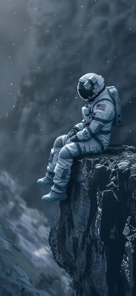 Discover the edge of the universe with our mesmerizing astronaut artwork. Perfect for sci-fi lovers, this print captures solitude in space. Save & follow for more! #AstronautArt #SpaceSolitude #ModernAesthetic #ArtPrint #ImagePrompt #AIimage Astronaut Pfp, Astronaut Artwork, Outer Space Wallpaper, Galaxy Artwork, Sci Fi Wallpaper, Edge Of The Universe, Astronaut Wallpaper, Space Phone Wallpaper, Stunt Doubles